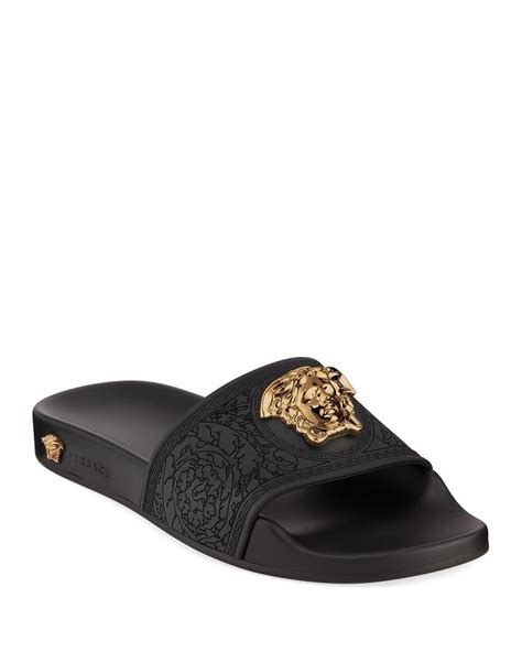 versace palazzo medusa pool slides|versace double platform pumps medusa.